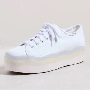Keds Triple Up White Canvas Sneaker with Pastel Striped Wave Platform Size 6